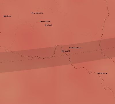 Map of the average cloud coverage across DR Congo for the solar eclipse of 01/30/2158