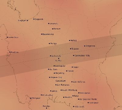 Map of the average cloud coverage across Philippines for the solar eclipse of 05/25/2161