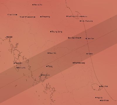Map of the average cloud coverage across Thailand for the solar eclipse of 05/25/2161