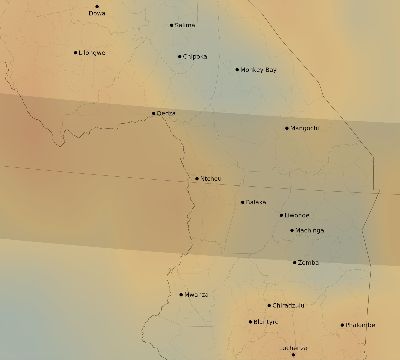Map of the average cloud coverage across Malawi for the solar eclipse of 11/17/2161