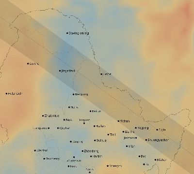 Map of the average cloud coverage across China for the solar eclipse of 11/07/2162