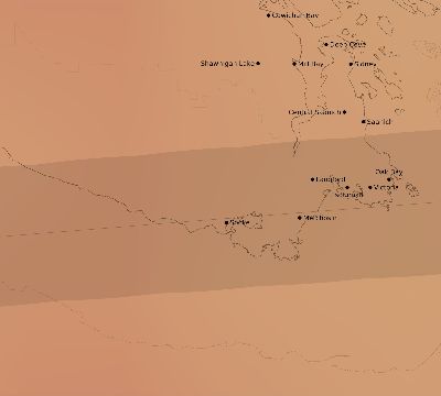 Map of the average cloud coverage across Canada for the solar eclipse of 03/23/2164