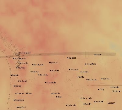 Map of the average cloud coverage across United States for the solar eclipse of 03/23/2164