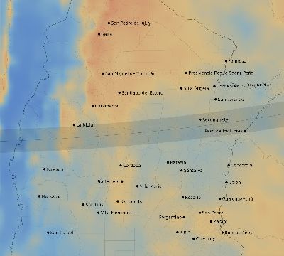 Map of the average cloud coverage across Argentina for the solar eclipse of 03/12/2165