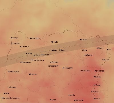 Map of the average cloud coverage across DR Congo for the solar eclipse of 03/12/2165