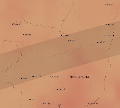 Map of the average cloud coverage across Republic of the Congo for the solar eclipse of 03/12/2165
