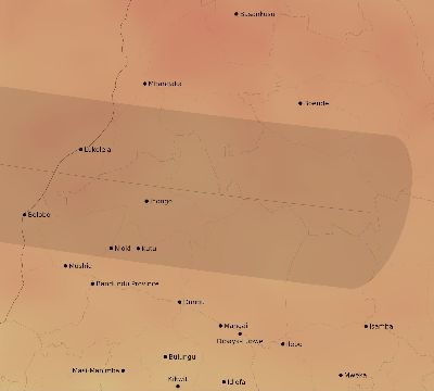 Map of the average cloud coverage across DR Congo for the solar eclipse of 09/05/2165