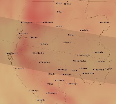 Map of the average cloud coverage across Gabon for the solar eclipse of 09/05/2165