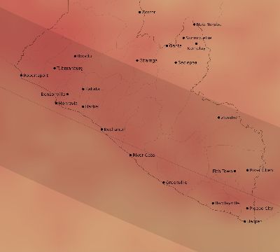 Map of the average cloud coverage across Liberia for the solar eclipse of 09/05/2165