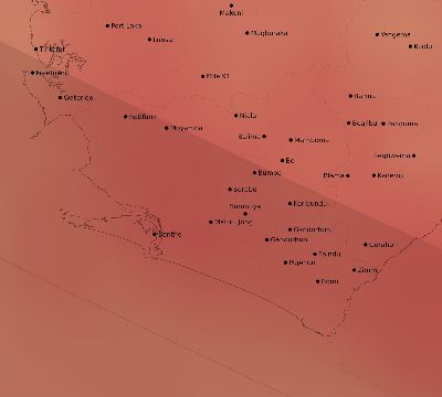 Map of the average cloud coverage across Sierra Leone for the solar eclipse of 09/05/2165