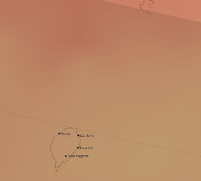 Map of the average cloud coverage across São Tomé and Príncipe for the solar eclipse of 09/05/2165