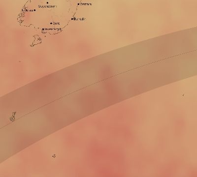 Map of the average cloud coverage across New Zealand for the solar eclipse of 03/02/2166