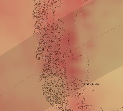 Map of the average cloud coverage across Chile for the solar eclipse of 07/16/2167