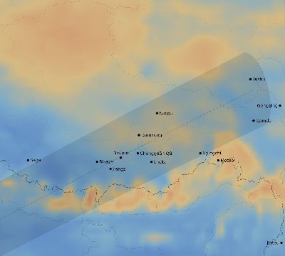 Map of the average cloud coverage across China for the solar eclipse of 01/10/2168