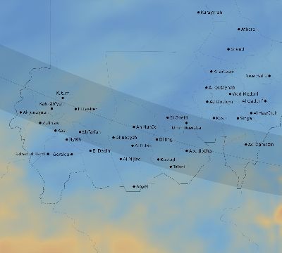Map of the average cloud coverage across Sudan for the solar eclipse of 01/10/2168