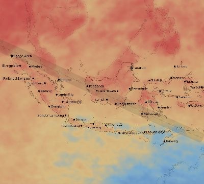 Map of the average cloud coverage across Indonesia for the solar eclipse of 07/05/2168