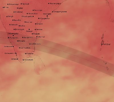 Map of the average cloud coverage across India for the solar eclipse of 07/05/2168