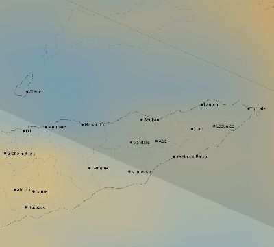 Map of the average cloud coverage across Timor-Leste for the solar eclipse of 07/05/2168