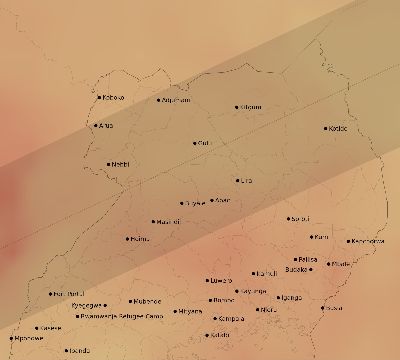 Map of the average cloud coverage across Uganda for the solar eclipse of 07/05/2168