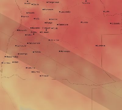 Map of the average cloud coverage across Angola for the solar eclipse of 12/29/2168