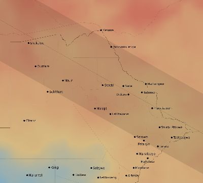 Map of the average cloud coverage across Botswana for the solar eclipse of 12/29/2168