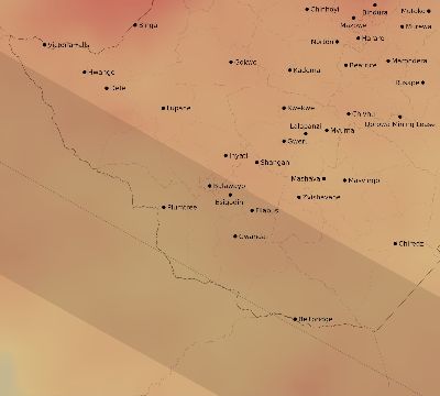 Map of the average cloud coverage across Zimbabwe for the solar eclipse of 12/29/2168