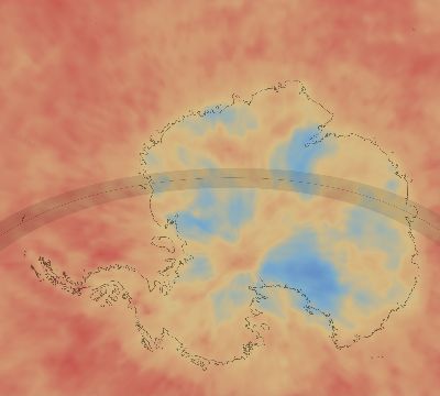 Map of the average cloud coverage across Antarctica for the solar eclipse of 12/18/2169