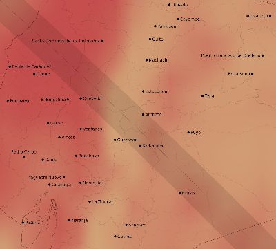 Map of the average cloud coverage across Ecuador for the solar eclipse of 10/17/2172