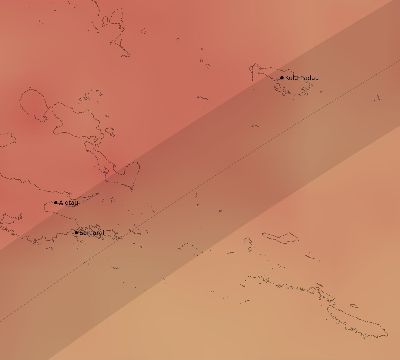 Map of the average cloud coverage across Papua New Guinea for the solar eclipse of 02/21/2175