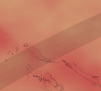 Map of the average cloud coverage across Solomon Islands for the solar eclipse of 02/21/2175