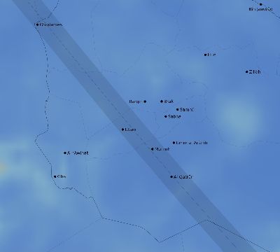 Map of the average cloud coverage across Libya for the solar eclipse of 08/16/2175