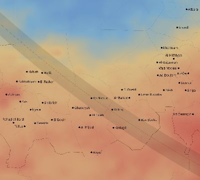 Map of the average cloud coverage across Sudan for the solar eclipse of 08/16/2175