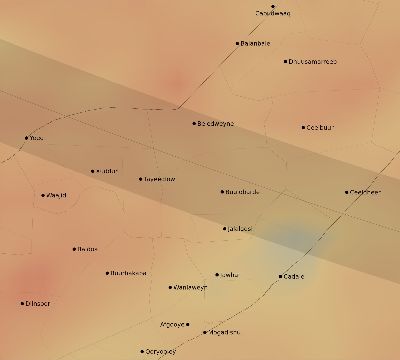 Map of the average cloud coverage across Somalia for the solar eclipse of 08/16/2175