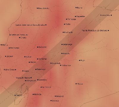 Map of the average cloud coverage across Ecuador for the solar eclipse of 02/10/2176