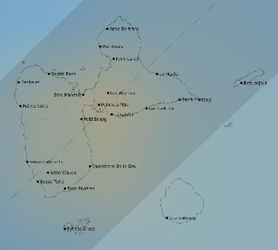 Map of the average cloud coverage across Guadeloupe for the solar eclipse of 02/10/2176