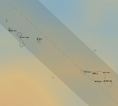 Map of the average cloud coverage across French Polynesia for the solar eclipse of 08/04/2176