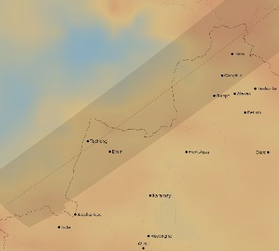 Map of the average cloud coverage across China for the solar eclipse of 06/16/2178