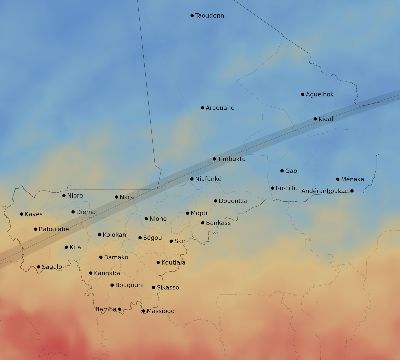 Map of the average cloud coverage across Mali for the solar eclipse of 06/05/2179