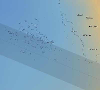 Map of the average cloud coverage across Saudi Arabia for the solar eclipse of 06/05/2179