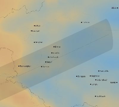 Map of the average cloud coverage across China for the solar eclipse of 11/17/2180