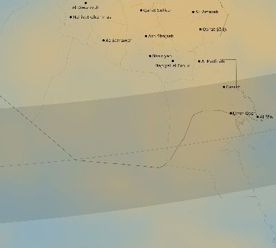 Map of the average cloud coverage across Iraq for the solar eclipse of 11/17/2180