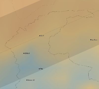 Map of the average cloud coverage across Pakistan for the solar eclipse of 11/17/2180