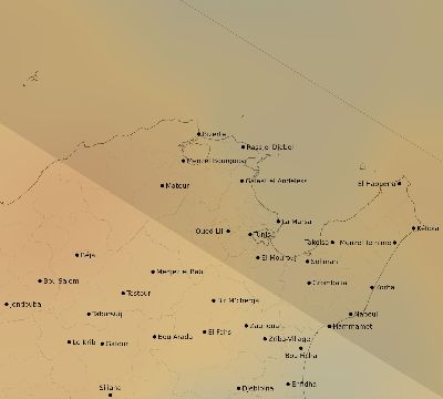 Map of the average cloud coverage across Tunisia for the solar eclipse of 11/17/2180