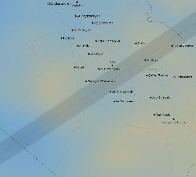 Map of the average cloud coverage across Iraq for the solar eclipse of 04/03/2182