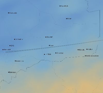 Map of the average cloud coverage across Mali for the solar eclipse of 04/03/2182