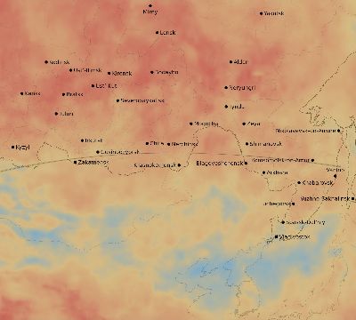Map of the average cloud coverage across Russia for the solar eclipse of 04/03/2182