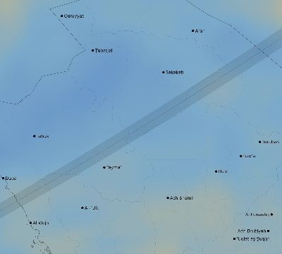 Map of the average cloud coverage across Saudi Arabia for the solar eclipse of 04/03/2182