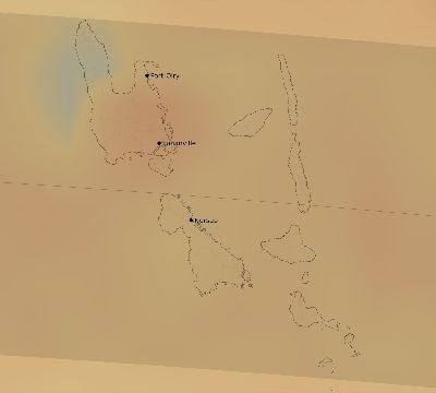 Map of the average cloud coverage across Vanuatu for the solar eclipse of 09/27/2182