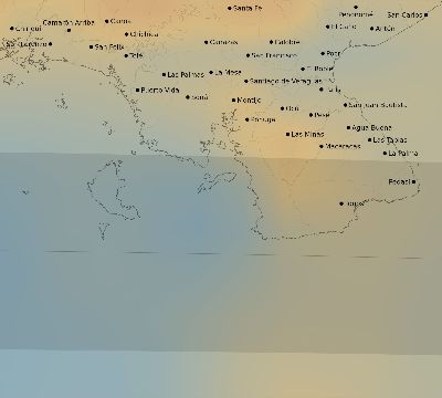 Map of the average cloud coverage across Panama for the solar eclipse of 03/23/2183