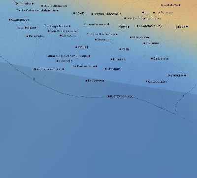 Map of the average cloud coverage across Guatemala for the solar eclipse of 01/20/2186